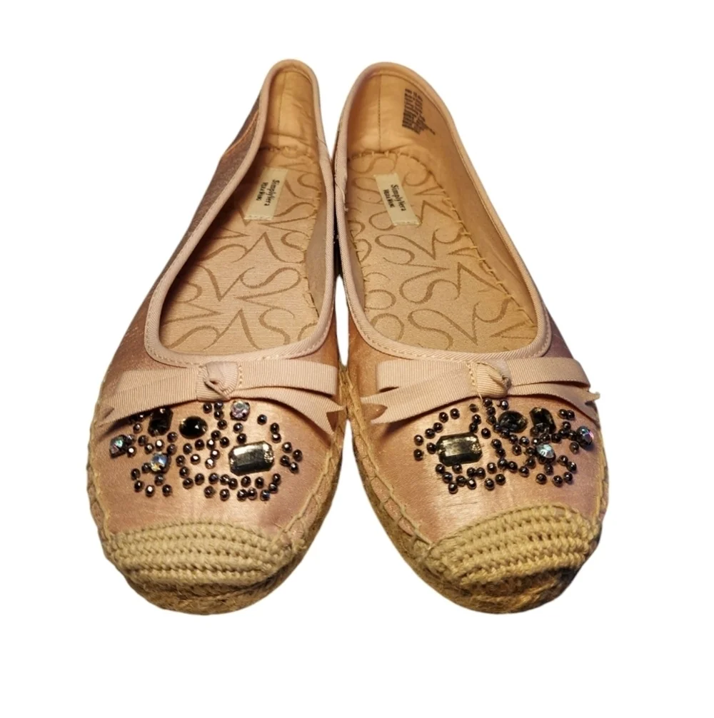 Simply Vera Pink Embellished Espadrille Ballet Flats